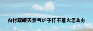 农村取暖天然气炉子打不着火怎么办