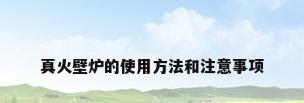 真火壁炉的使用方法和注意事项