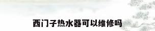 西门子热水器可以维修吗