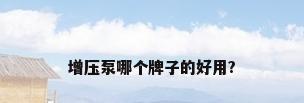 增压泵哪个牌子的好用?