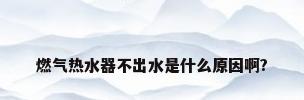 燃气热水器不出水是什么原因啊?
