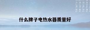 什么牌子电热水器质量好
