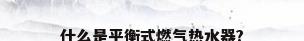 什么是平衡式燃气热水器?