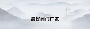 最好阀门厂家