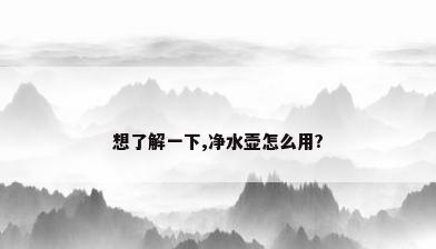 想了解一下,净水壶怎么用?