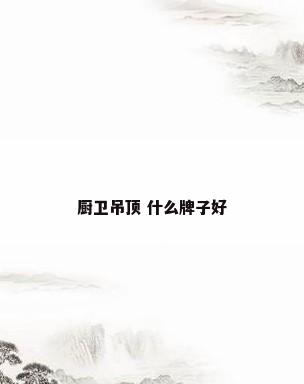 厨卫吊顶 什么牌子好