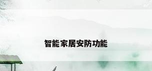智能家居安防功能