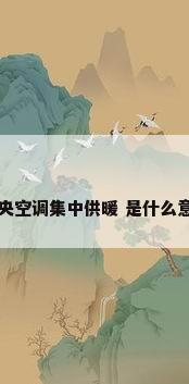 中央空调集中供暖 是什么意思