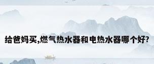 给爸妈买,燃气热水器和电热水器哪个好?