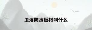 卫浴防水板材叫什么