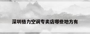深圳格力空调专卖店哪些地方有