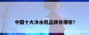 中国十大净水机品牌有哪些?