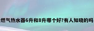 燃气热水器6升和8升哪个好?有人知晓的吗
