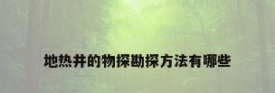 地热井的物探勘探方法有哪些