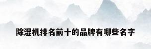 除湿机排名前十的品牌有哪些名字