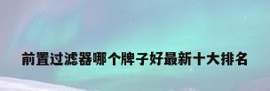 前置过滤器哪个牌子好最新十大排名