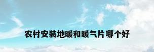 农村安装地暖和暖气片哪个好