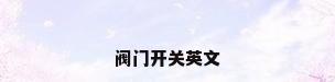 阀门开关英文
