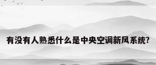 有没有人熟悉什么是中央空调新风系统?