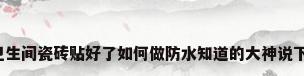 卫生间瓷砖贴好了如何做防水知道的大神说下?
