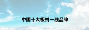 中国十大板材一线品牌