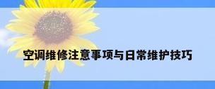 空调维修注意事项与日常维护技巧