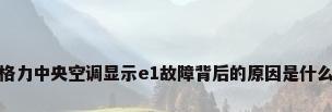 格力中央空调显示e1故障背后的原因是什么