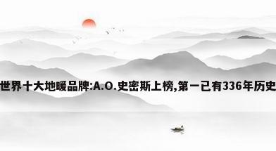 世界十大地暖品牌:A.O.史密斯上榜,第一已有336年历史