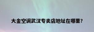 大金空调武汉专卖店地址在哪里?