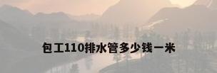 包工110排水管多少钱一米