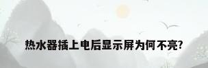 热水器插上电后显示屏为何不亮?