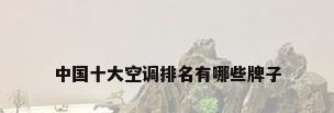 中国十大空调排名有哪些牌子