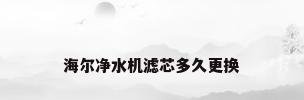海尔净水机滤芯多久更换