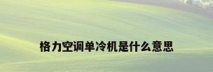 格力空调单冷机是什么意思