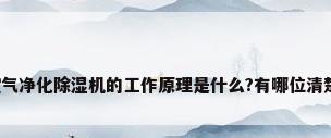 空气净化除湿机的工作原理是什么?有哪位清楚?