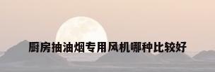 厨房抽油烟专用风机哪种比较好