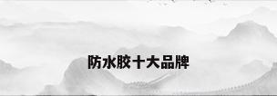 防水胶十大品牌