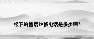 松下的售后维修电话是多少啊?