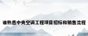 谁熟悉中央空调工程项目招标和销售流程