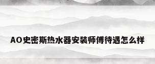 AO史密斯热水器安装师傅待遇怎么样