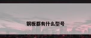 钢板都有什么型号