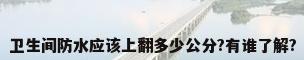 卫生间防水应该上翻多少公分?有谁了解?