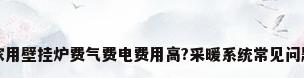家用壁挂炉费气费电费用高?采暖系统常见问题