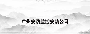 广州安防监控安装公司