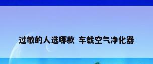 过敏的人选哪款 车载空气净化器