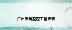 广州安防监控工程安装