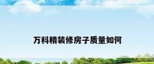 万科精装修房子质量如何
