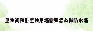 卫生间和卧室共用墙需要怎么做防水墙