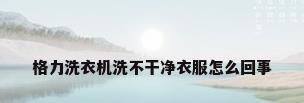格力洗衣机洗不干净衣服怎么回事