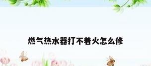 燃气热水器打不着火怎么修